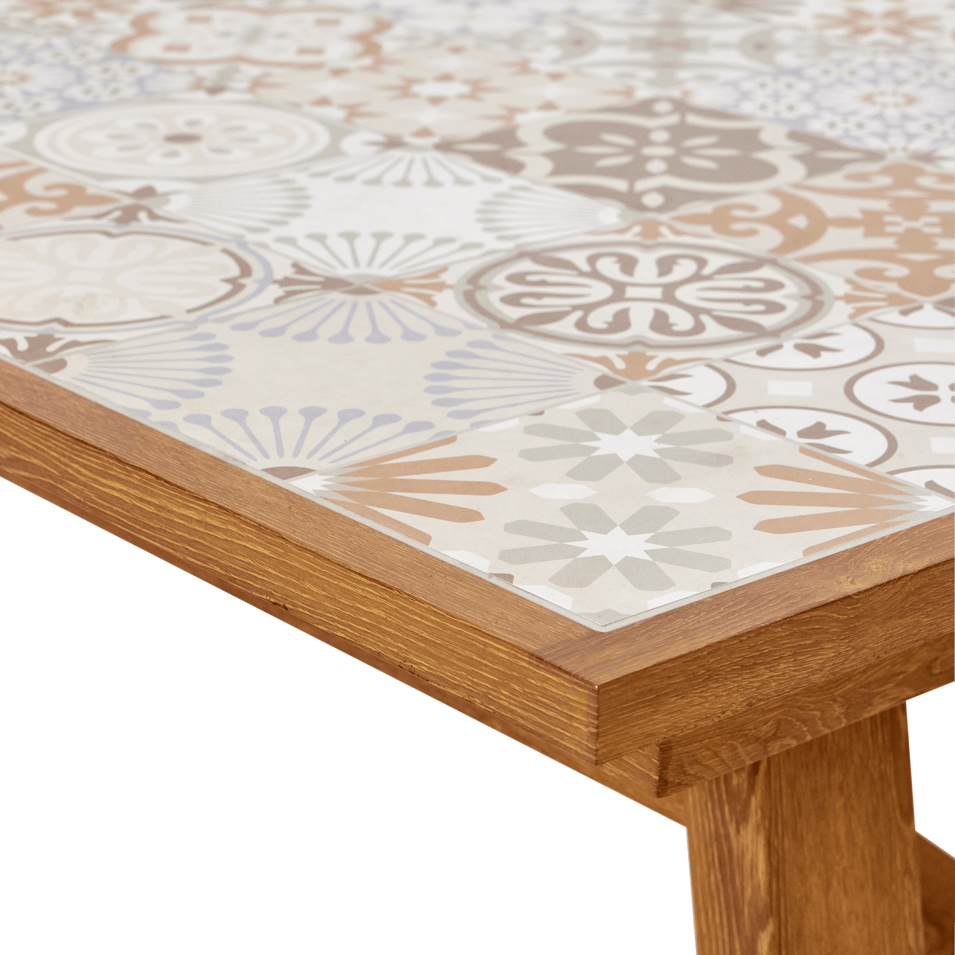 Bricocenter GAIA TABLE 6/8 SEATS 191.5/257X96 WOOD EFFECT WITH NATERIAL CERAMIC MOSAIC TOP