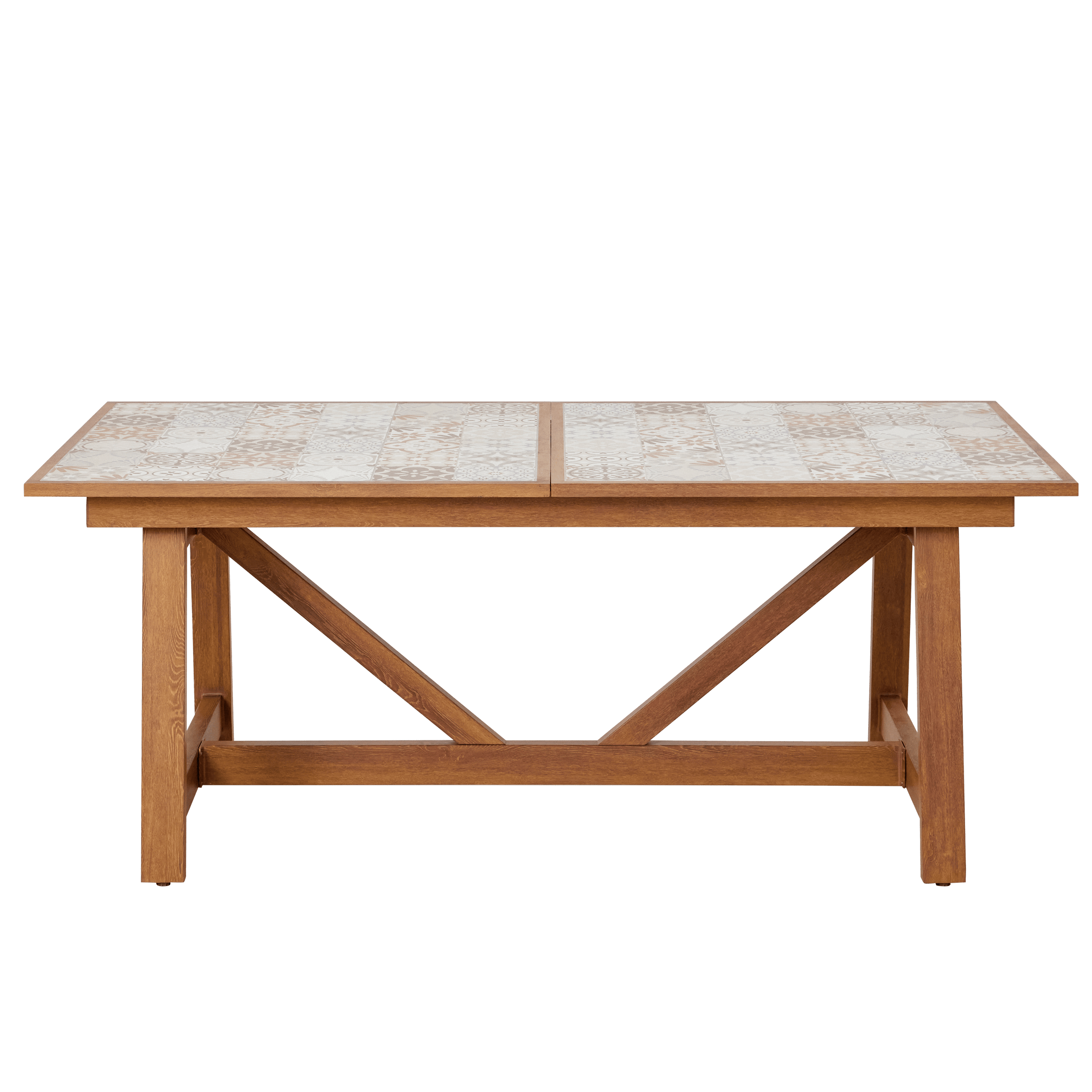 Bricocenter GAIA TABLE 6/8 SEATS 191.5/257X96 WOOD EFFECT WITH NATERIAL CERAMIC MOSAIC TOP
