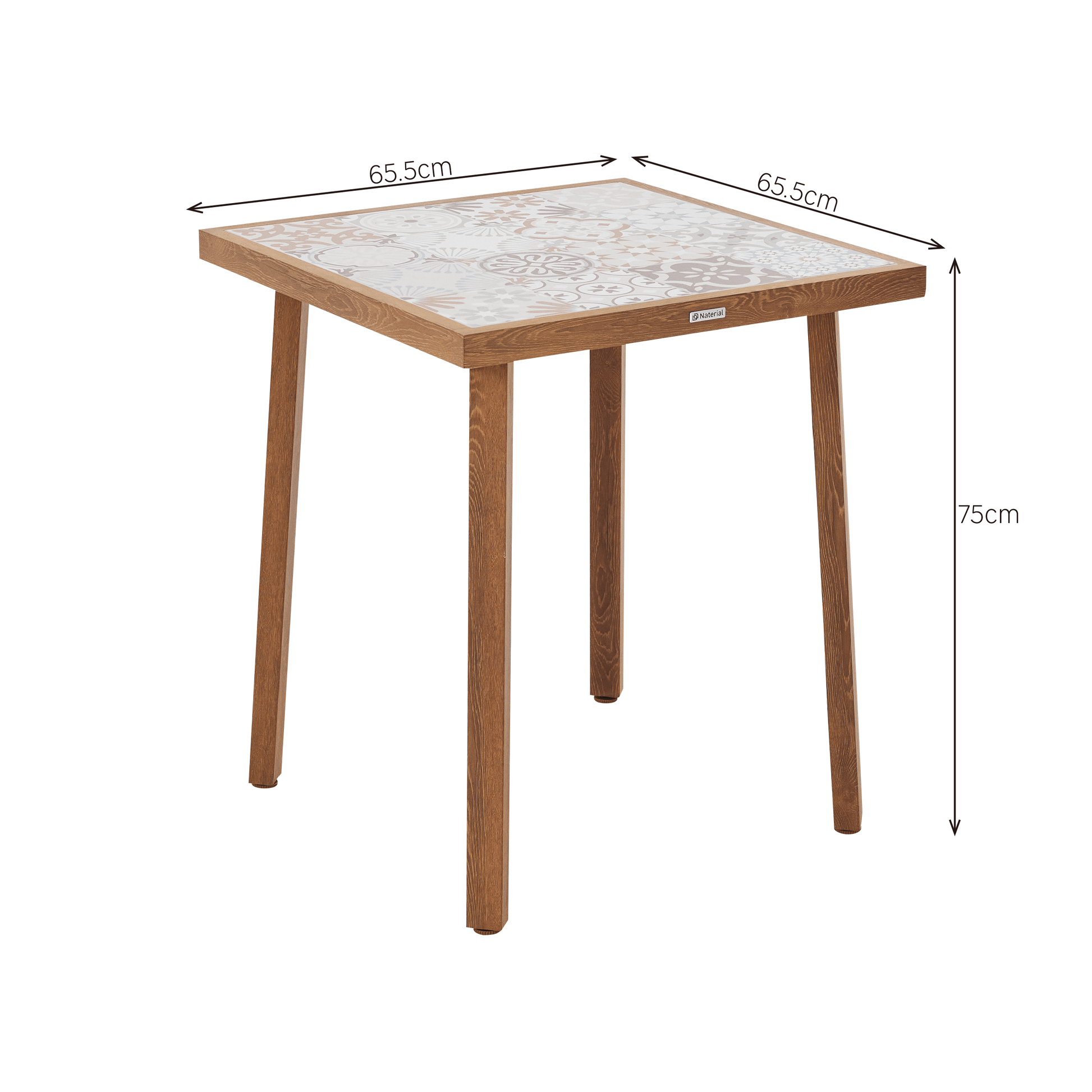 Bricocenter GAIA BALCONY TABLE 2/4 SEATS NATERIAL 65.5X65.5 WOOD EFFECT WITH MOSAIC TOP IN CERAMI