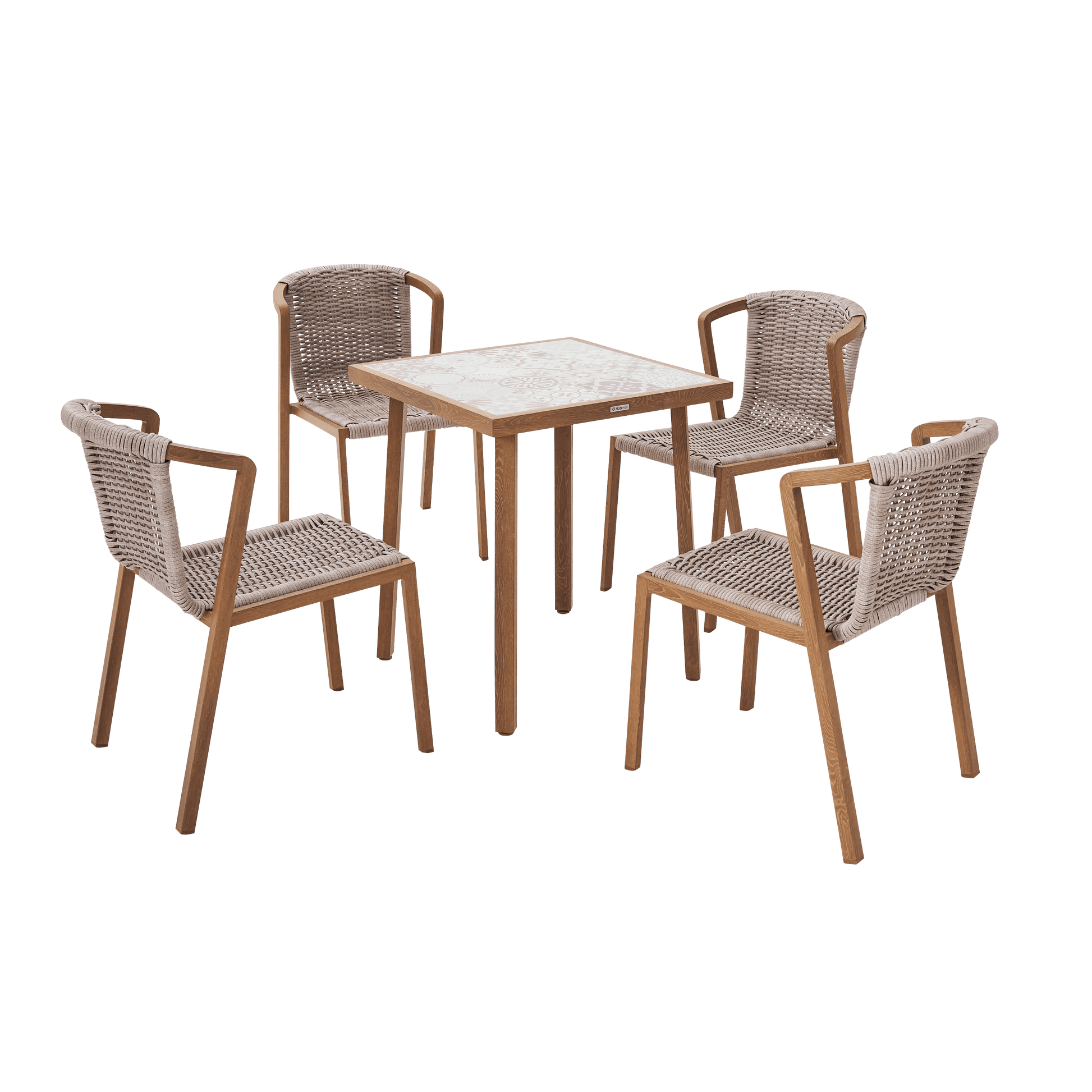 Bricocenter GAIA BALCONY TABLE 2/4 SEATS NATERIAL 65.5X65.5 WOOD EFFECT WITH MOSAIC TOP IN CERAMI