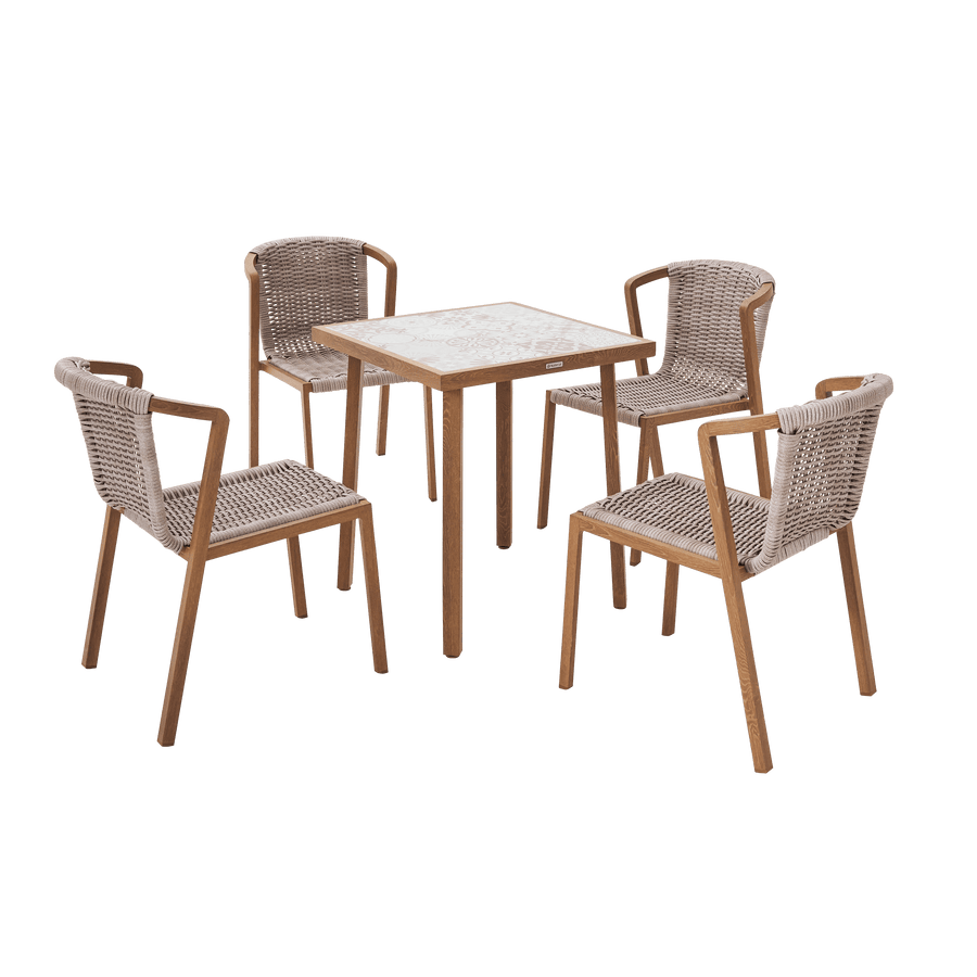 Bricocenter GAIA BALCONY TABLE 2/4 SEATS NATERIAL 65.5X65.5 WOOD EFFECT WITH MOSAIC TOP IN CERAMI