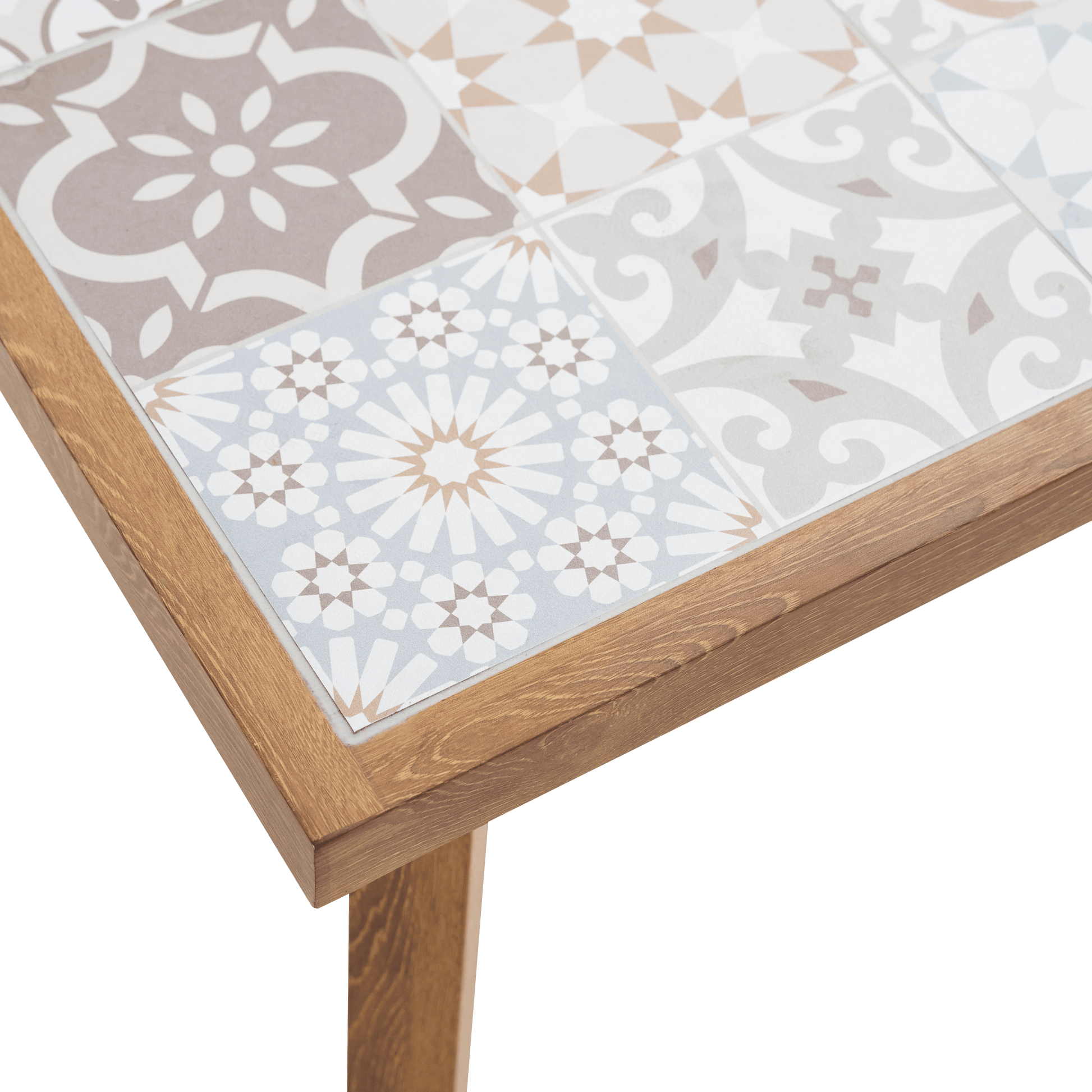 Bricocenter GAIA BALCONY TABLE 2/4 SEATS NATERIAL 65.5X65.5 WOOD EFFECT WITH MOSAIC TOP IN CERAMI
