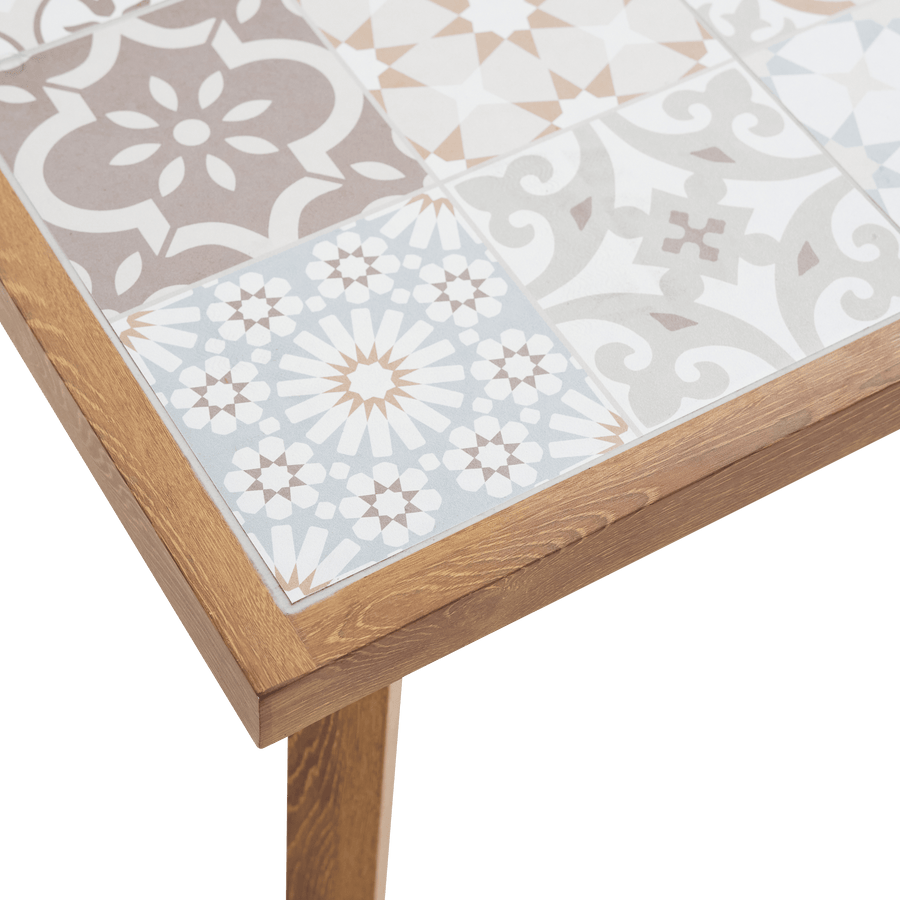 Bricocenter GAIA BALCONY TABLE 2/4 SEATS NATERIAL 65.5X65.5 WOOD EFFECT WITH MOSAIC TOP IN CERAMI