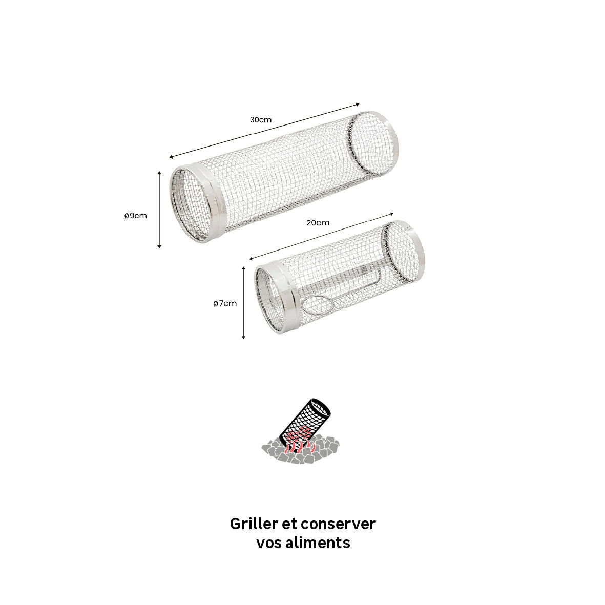 Set of two stainless steel grill baskets