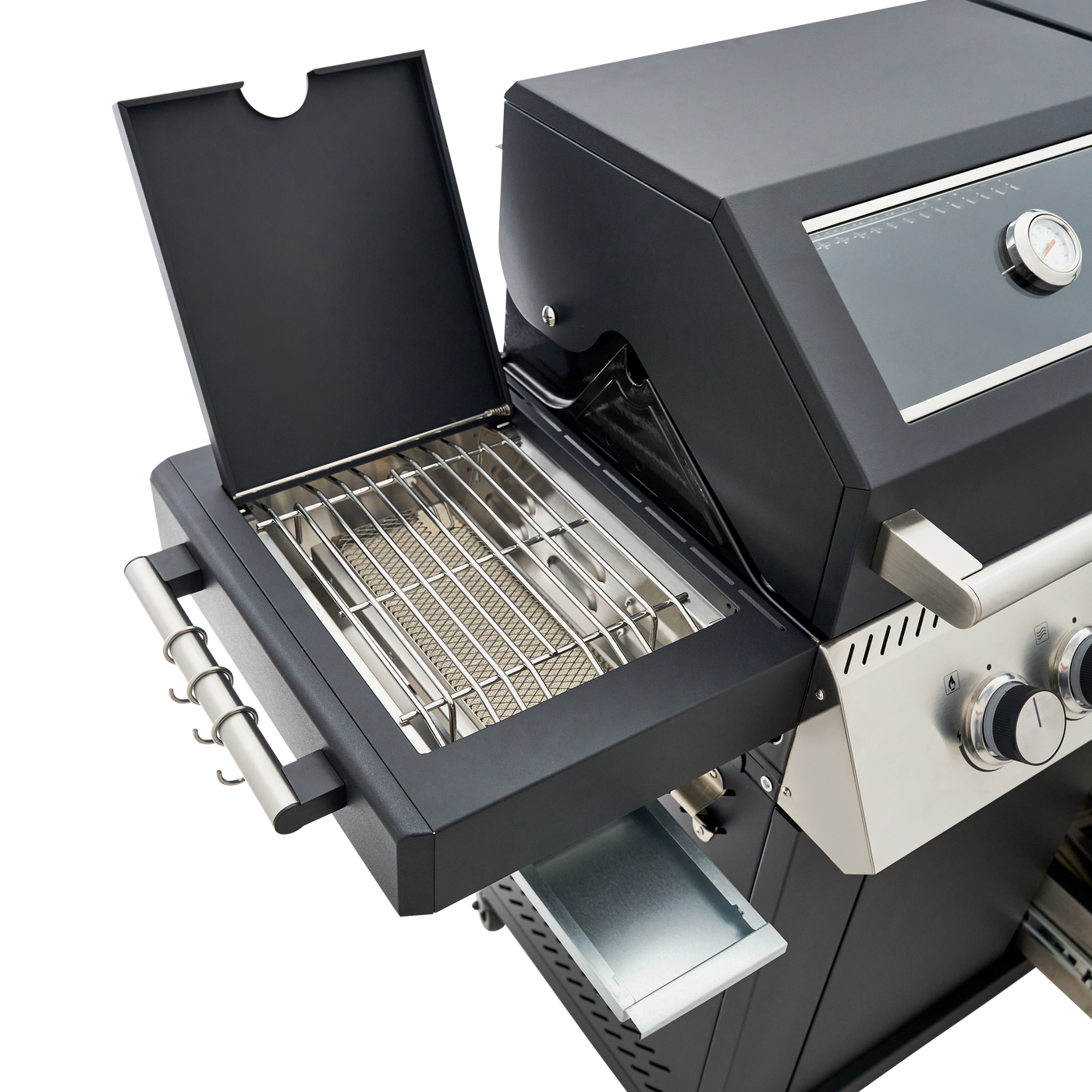 PREMIUM UPSILON NATERIAL GAS BBQ 6+2 BURNERS STEEL BLACK SERIES