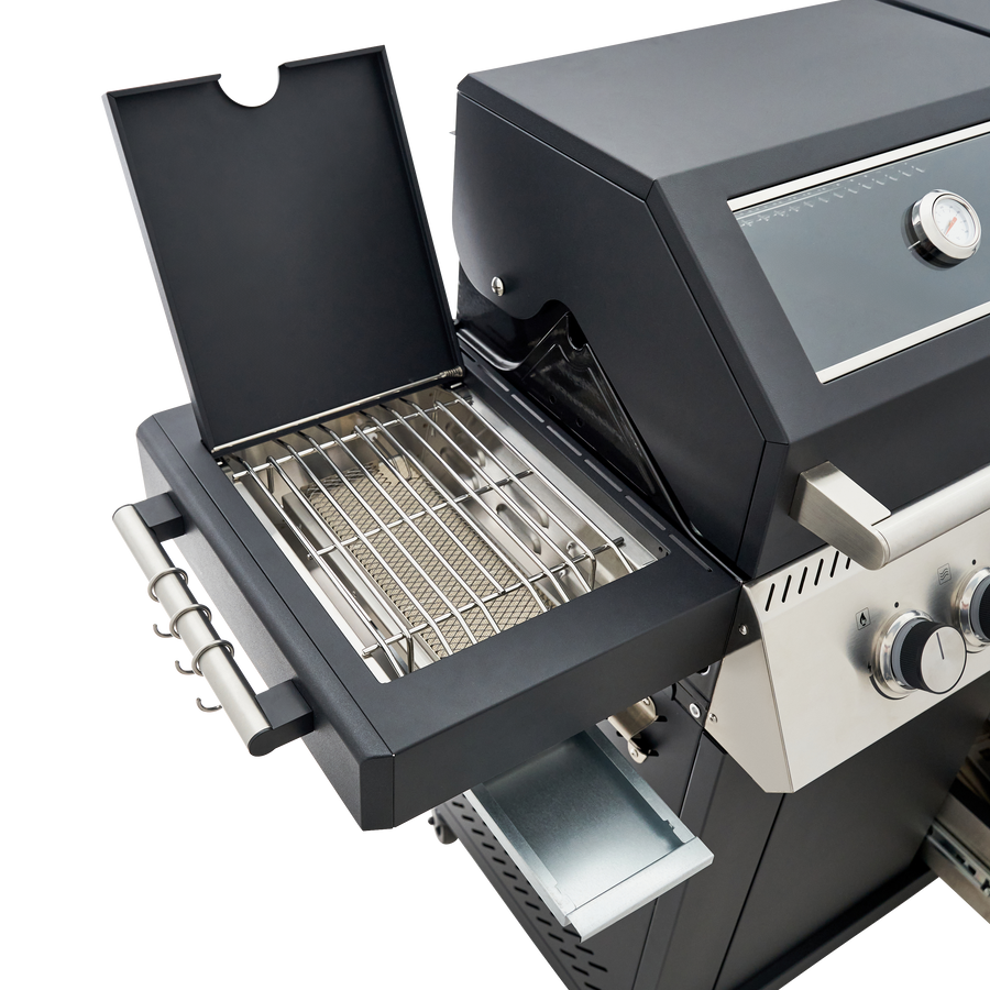 PREMIUM UPSILON NATERIAL GAS BBQ 6+2 BURNERS STEEL BLACK SERIES