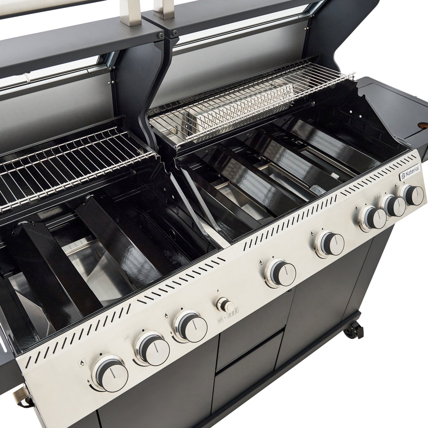 PREMIUM UPSILON NATERIAL GAS BBQ 6+2 BURNERS STEEL BLACK SERIES
