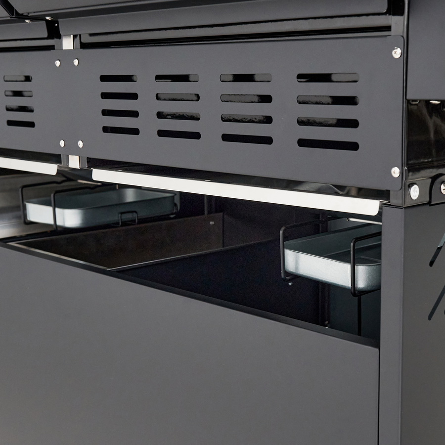 PREMIUM UPSILON NATERIAL GAS BBQ 6+2 BURNERS STEEL BLACK SERIES