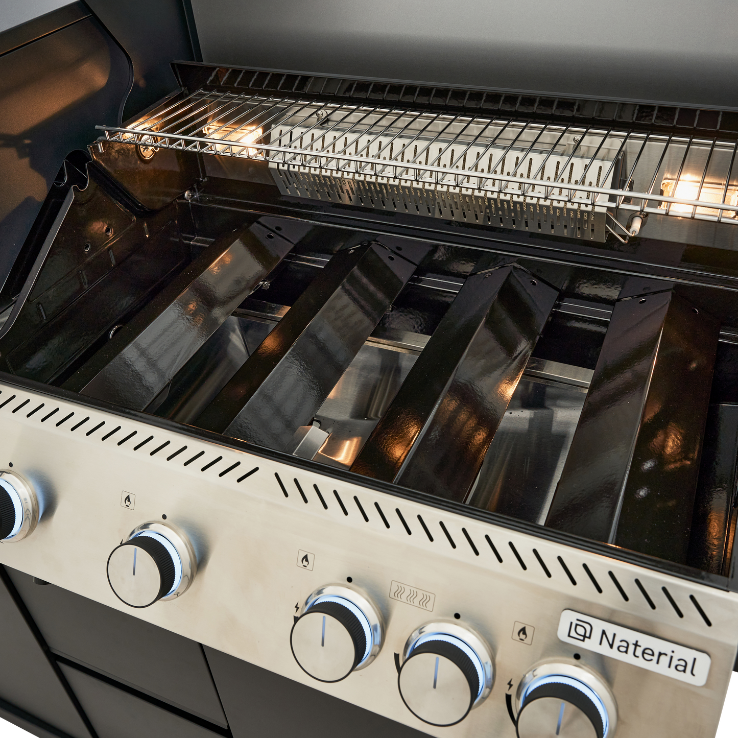 PREMIUM UPSILON NATERIAL GAS BBQ 6+2 BURNERS STEEL BLACK SERIES
