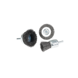 SET OF DRILL BRUSHES FOR DUSTING MEDIUM CRIMPED STEEL WIRE ENDS 28 MM R