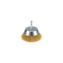 DEXTER DRILL WIRE CUP BRUSH FOR FINE DUSTING OF BRASS-PLATED STEEL WIRES