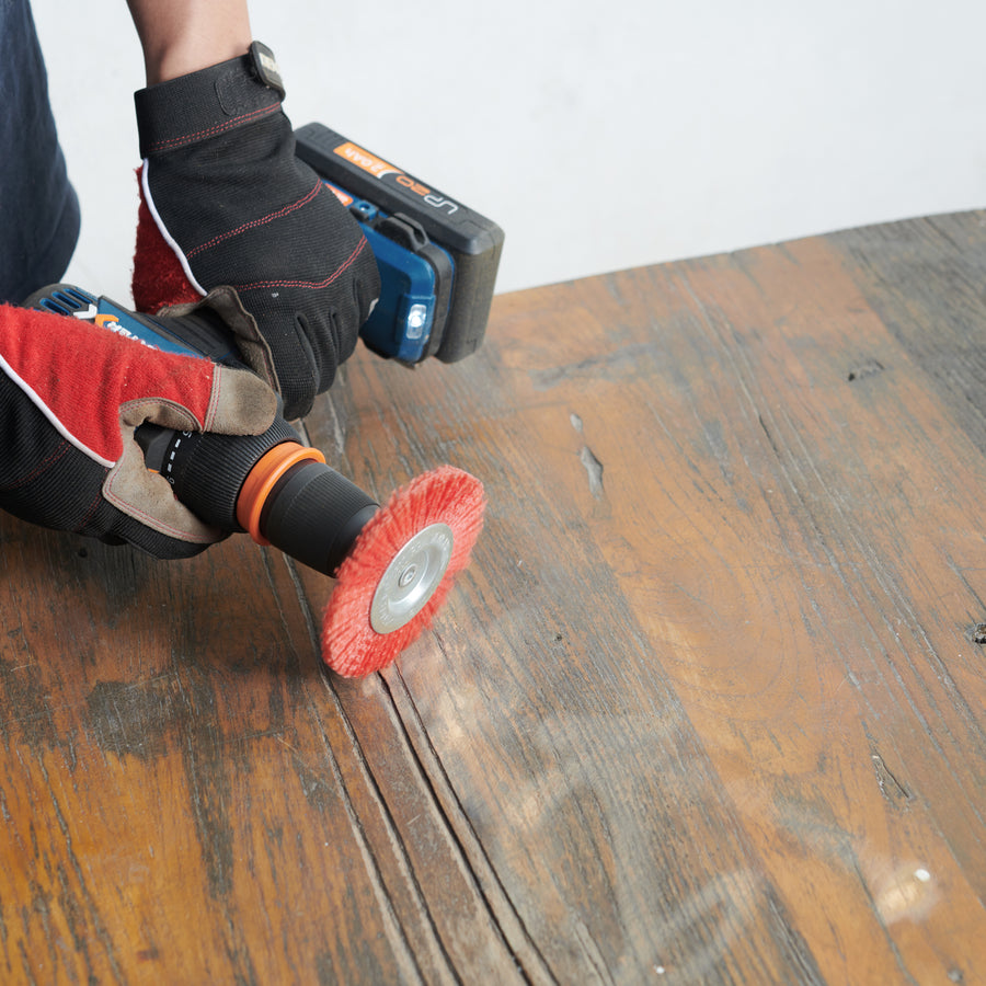 DEXTER DRILL WIRE WHEEL BRUSH FOR FINE DUSTING RED NYLON BRISTLES 10