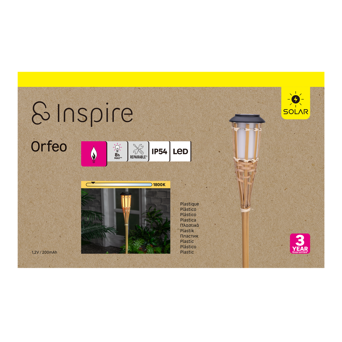 SOLAR STREETLIGHT ORPHEUS BAMBOO 60CM IP44