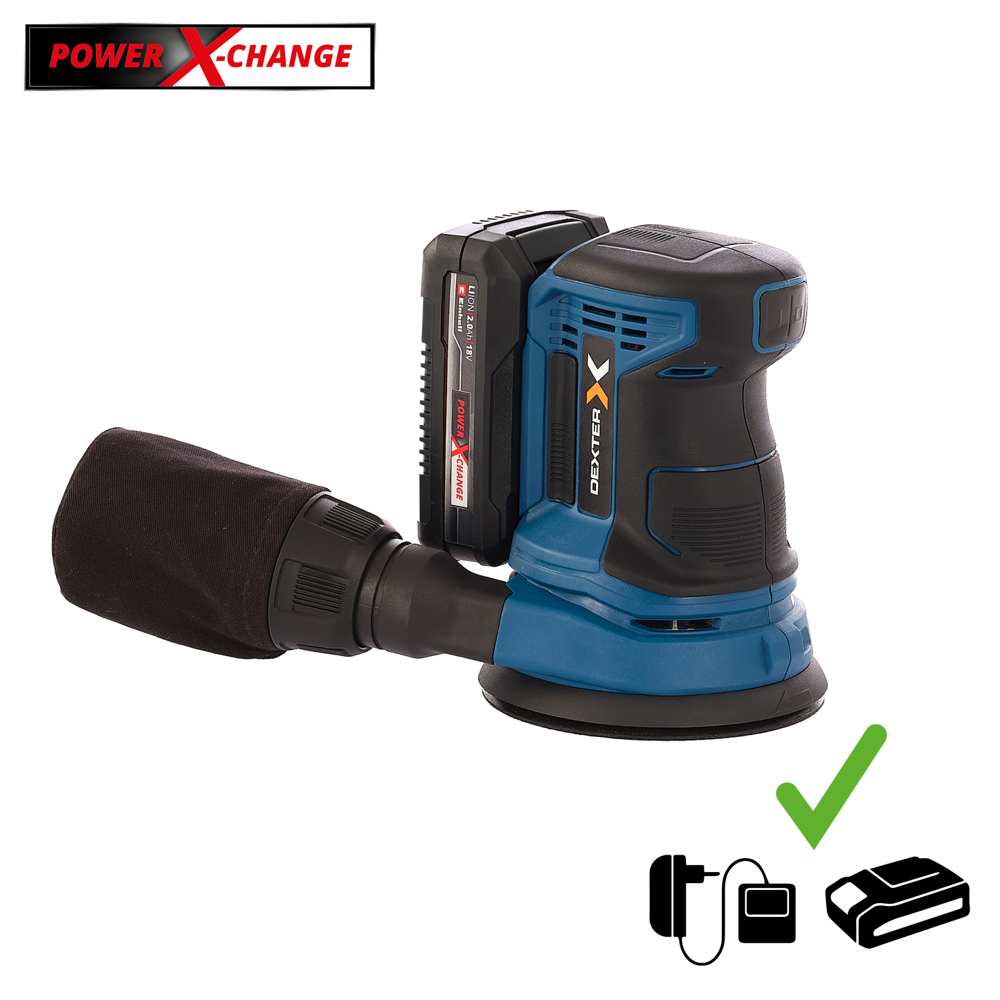 DEXTER 18V ORBITAL SANDER, 1 2AH BATTERY AND CHARGER