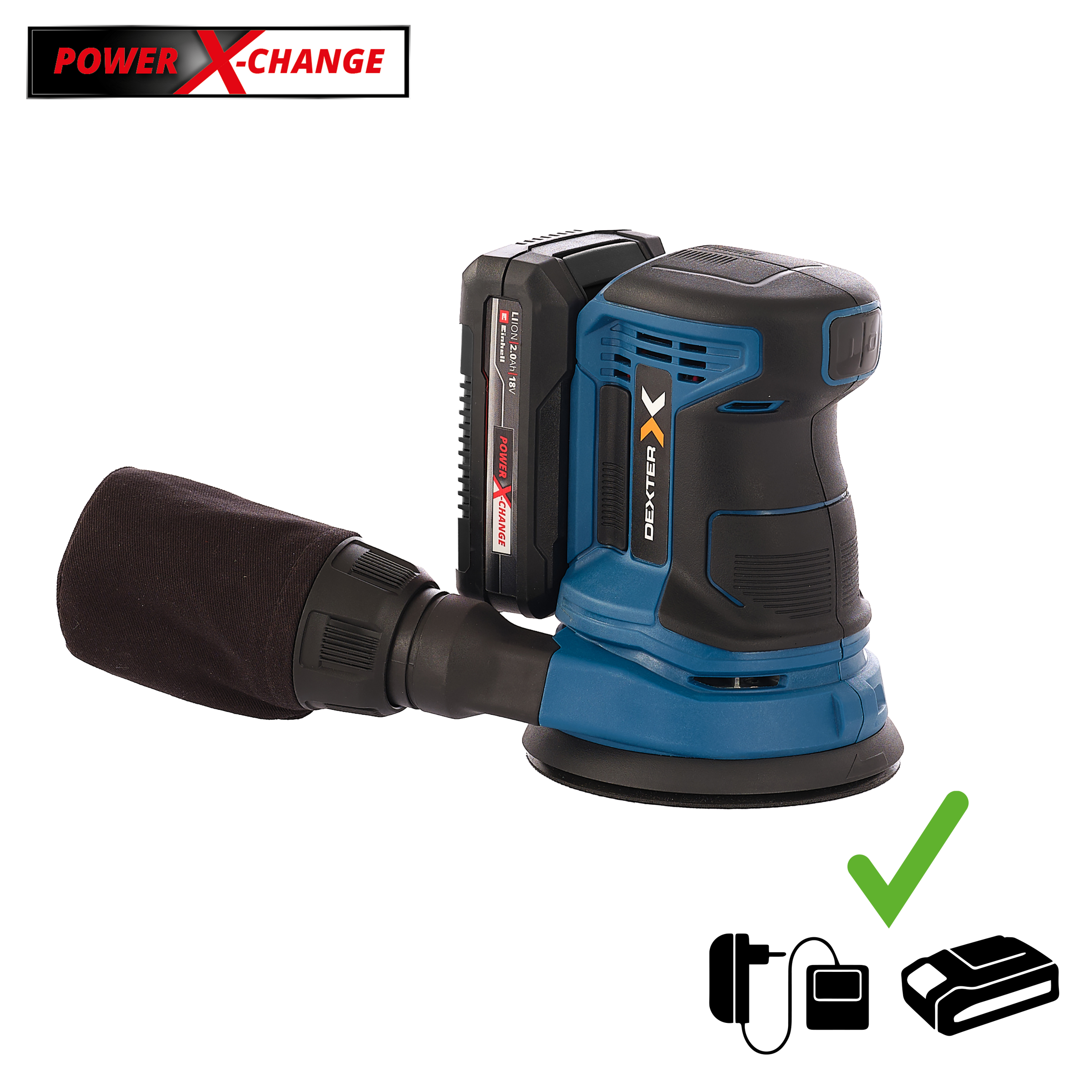 DEXTER 18V ORBITAL SANDER, 1 2AH BATTERY AND CHARGER