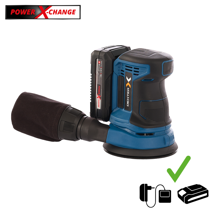 DEXTER 18V ORBITAL SANDER, 1 2AH BATTERY AND CHARGER