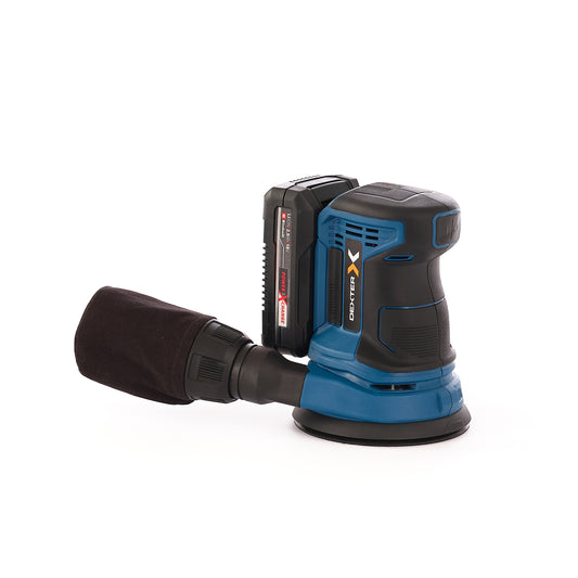 DEXTER 18V ORBITAL SANDER, 1 2AH BATTERY AND CHARGER