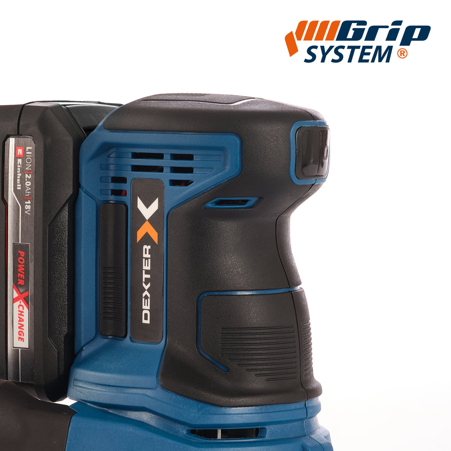 DEXTER 18V ORBITAL SANDER, 1 2AH BATTERY AND CHARGER