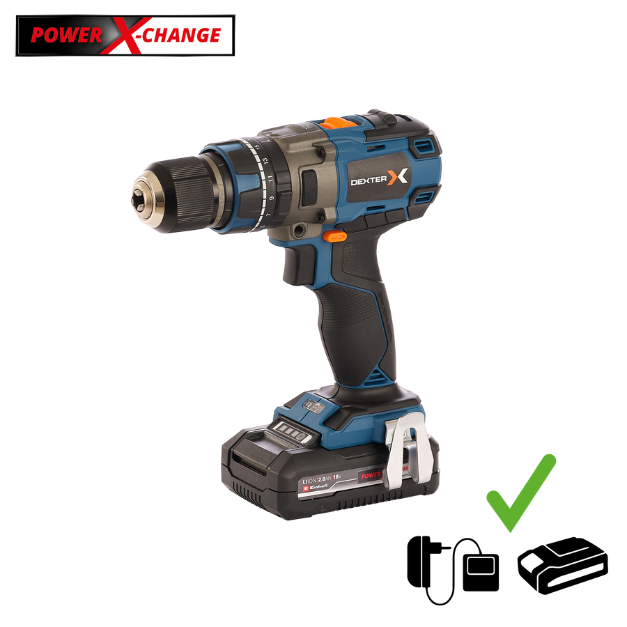 DEXTER 18V BRUSHLESS IMPACT DRILL DRIVER , 2 2AH BATTERIES AND CHARGER