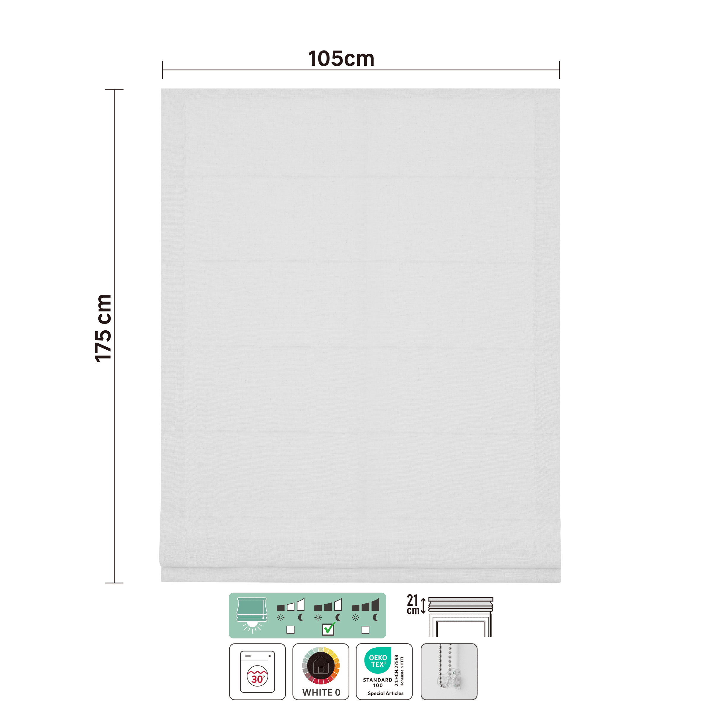 Charlina pleat Roman blind, white, 105x175 cm