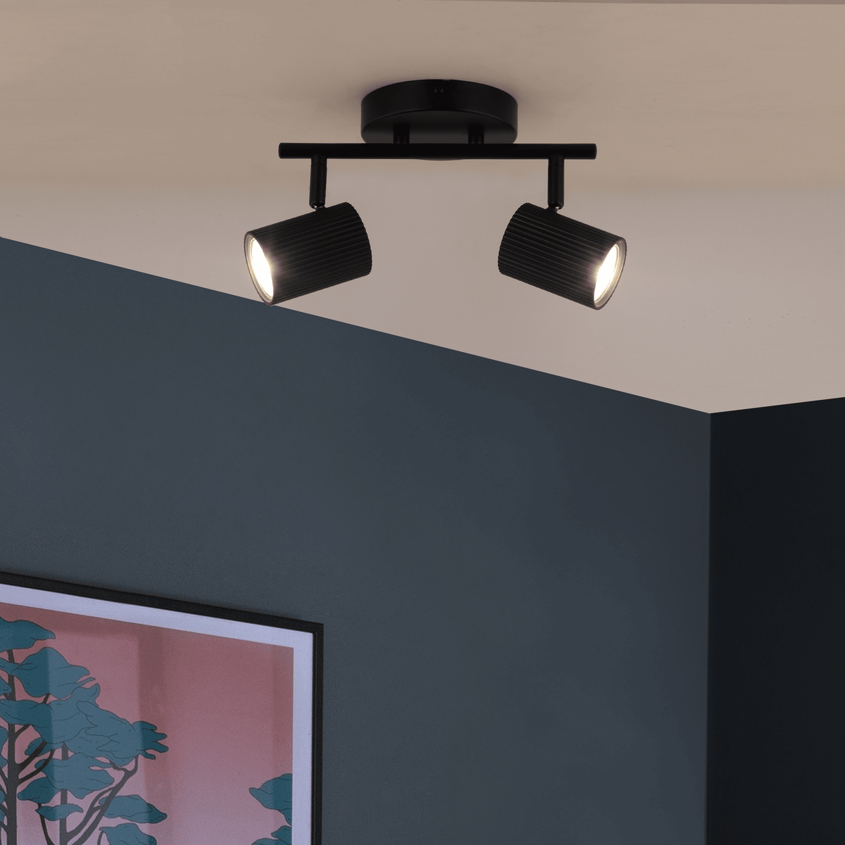 Fabio black metal spotlight, L 13.5 cm, GU10 = 10 W