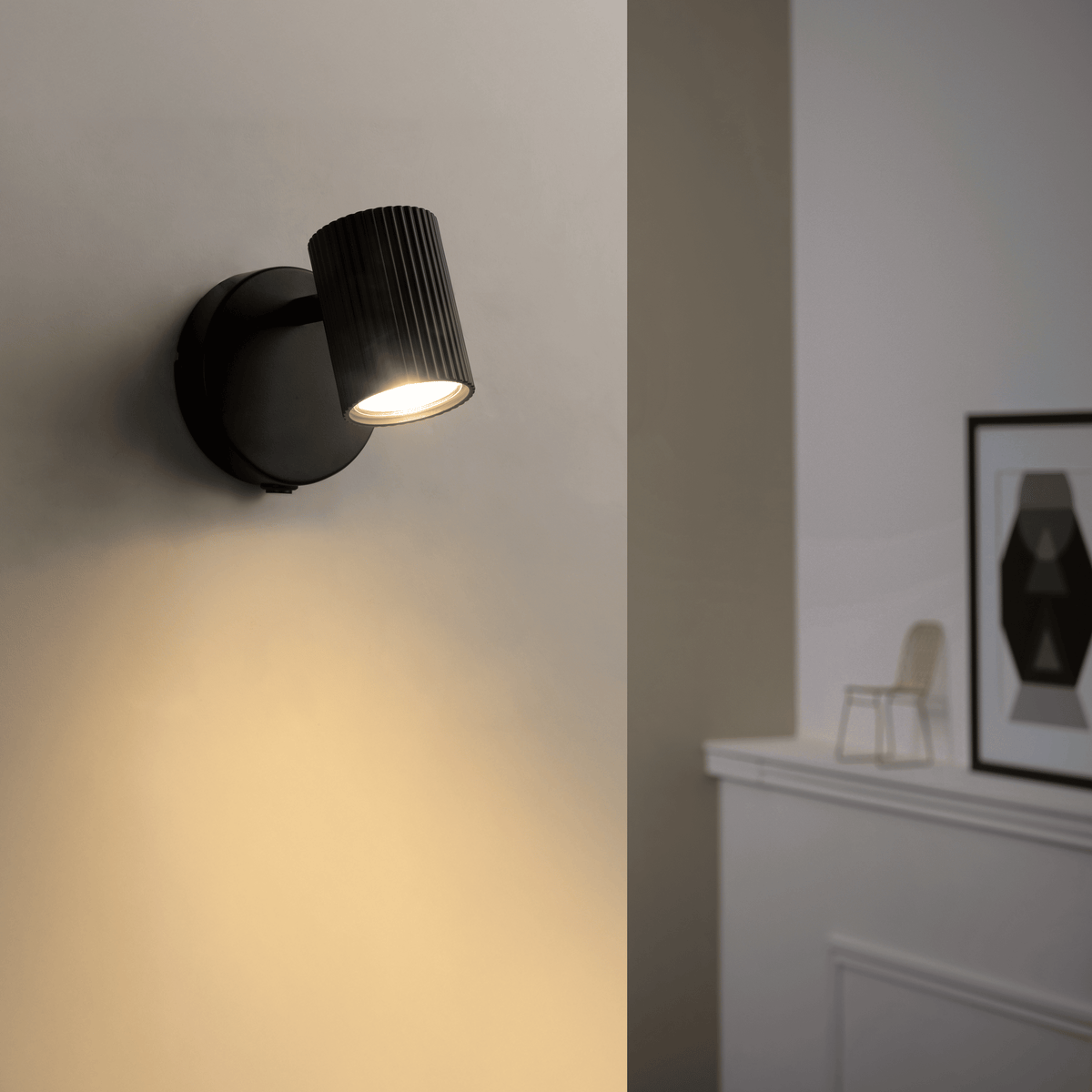 Fabio black metal spotlights, L25cm, 2xGU10