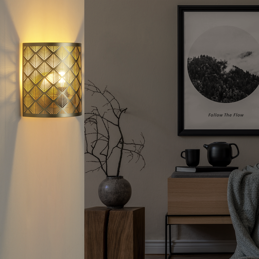 Galati wall light, gold-coloured metal, 11 cm, E27