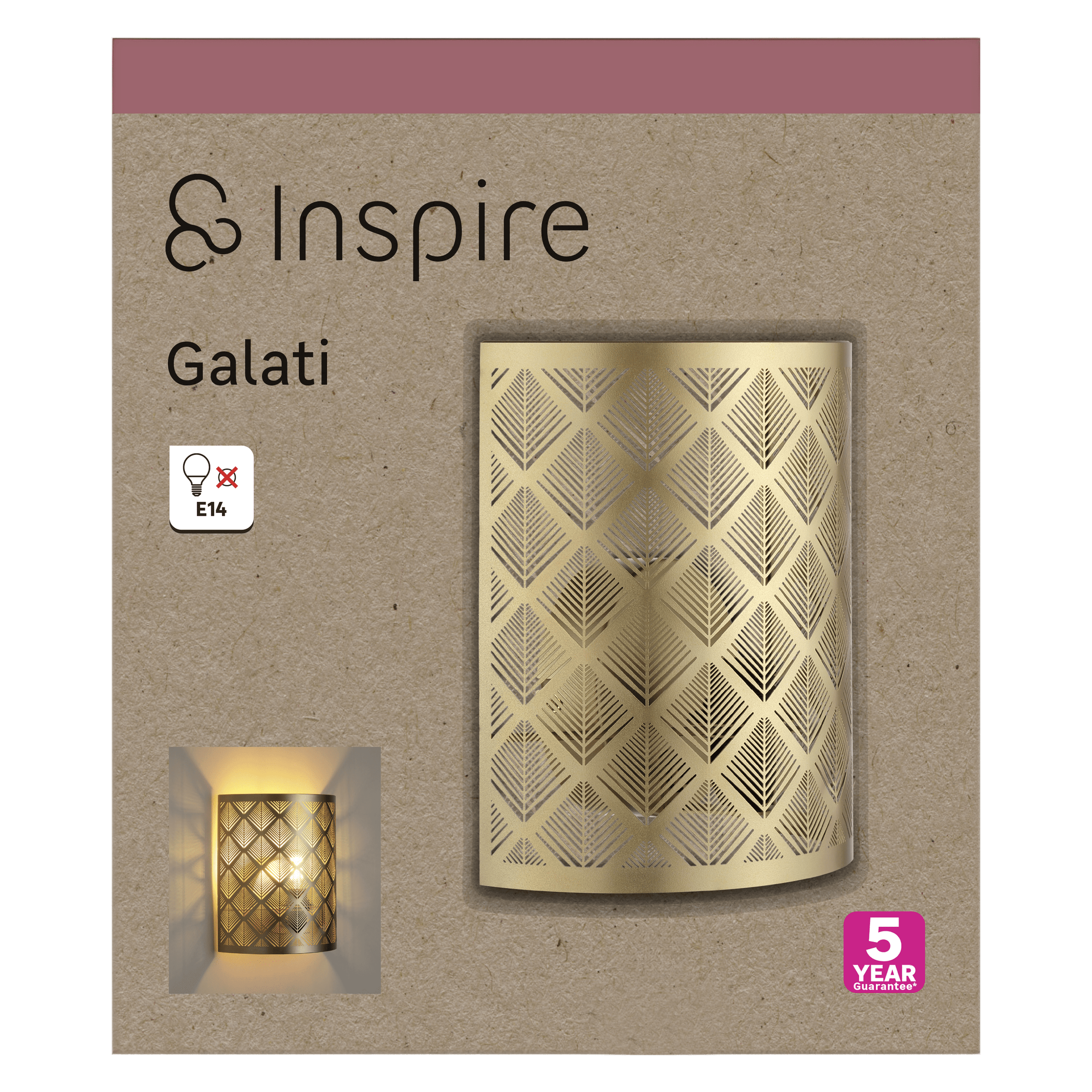 Galati wall light, gold-coloured metal, 11 cm, E27