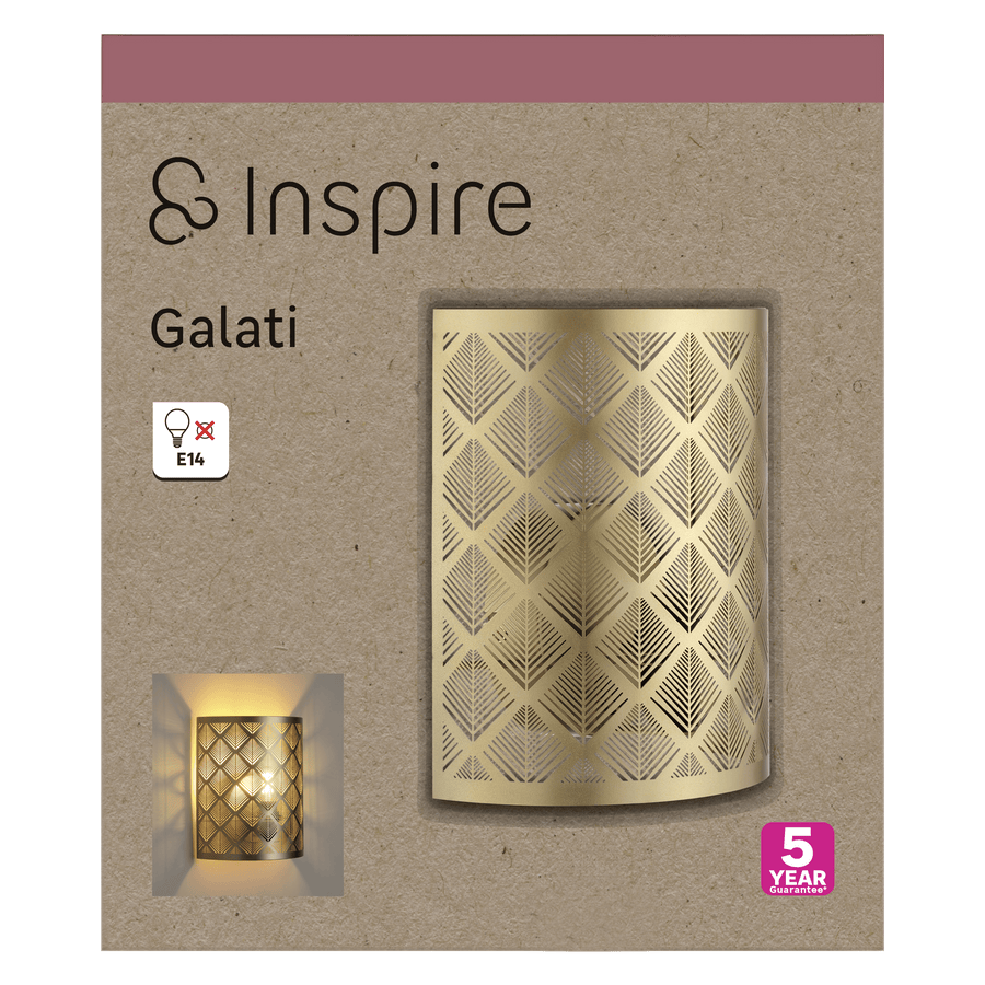 Galati wall light, gold-coloured metal, 11 cm, E27