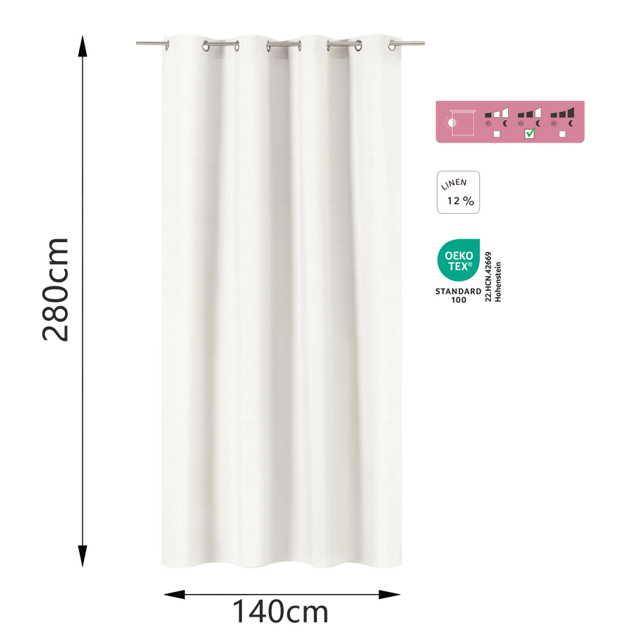 Tenda new charlina bianco coprente 140x280 cm con bottoni