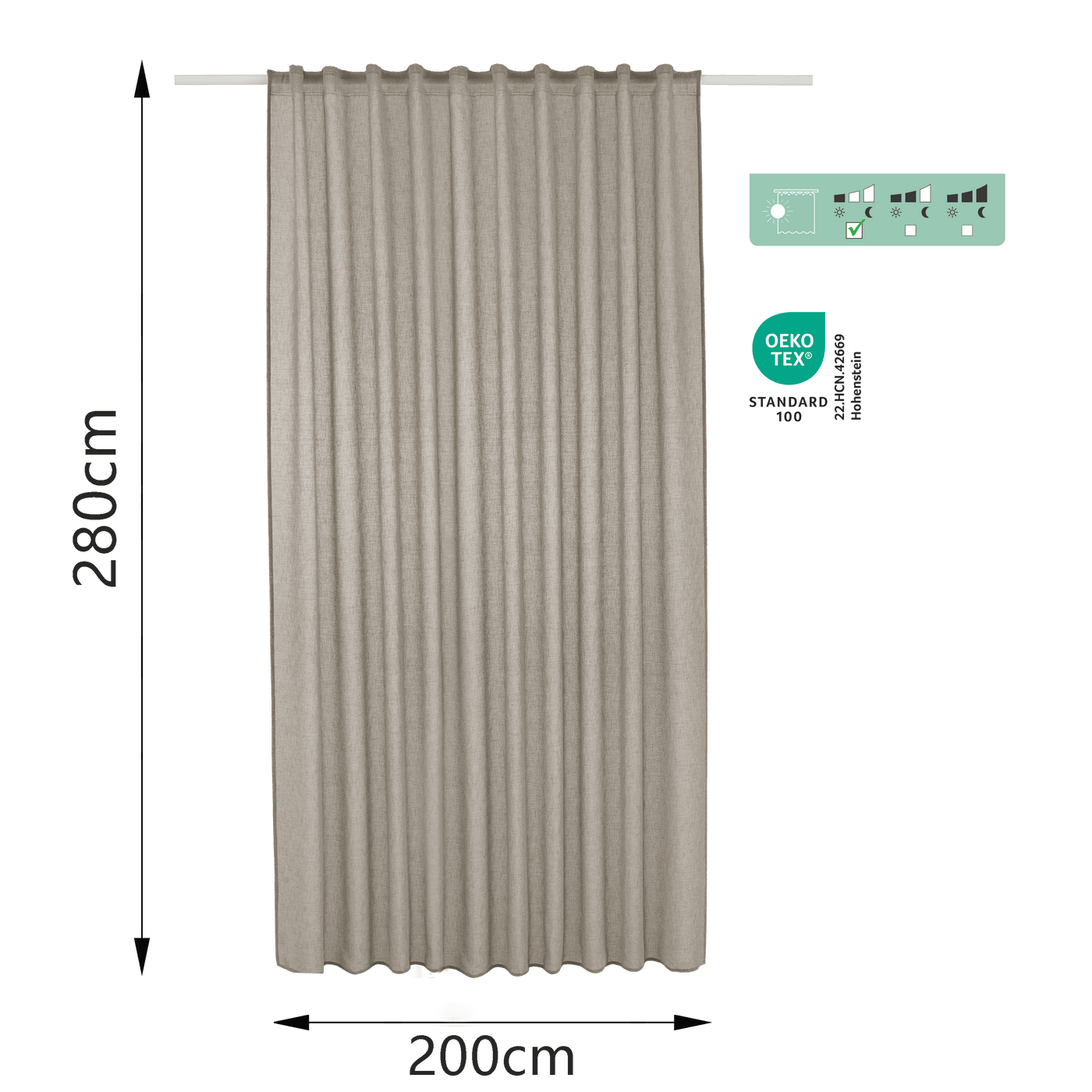 ZADIG GREY FILTER CURTAIN 200X280CM C
