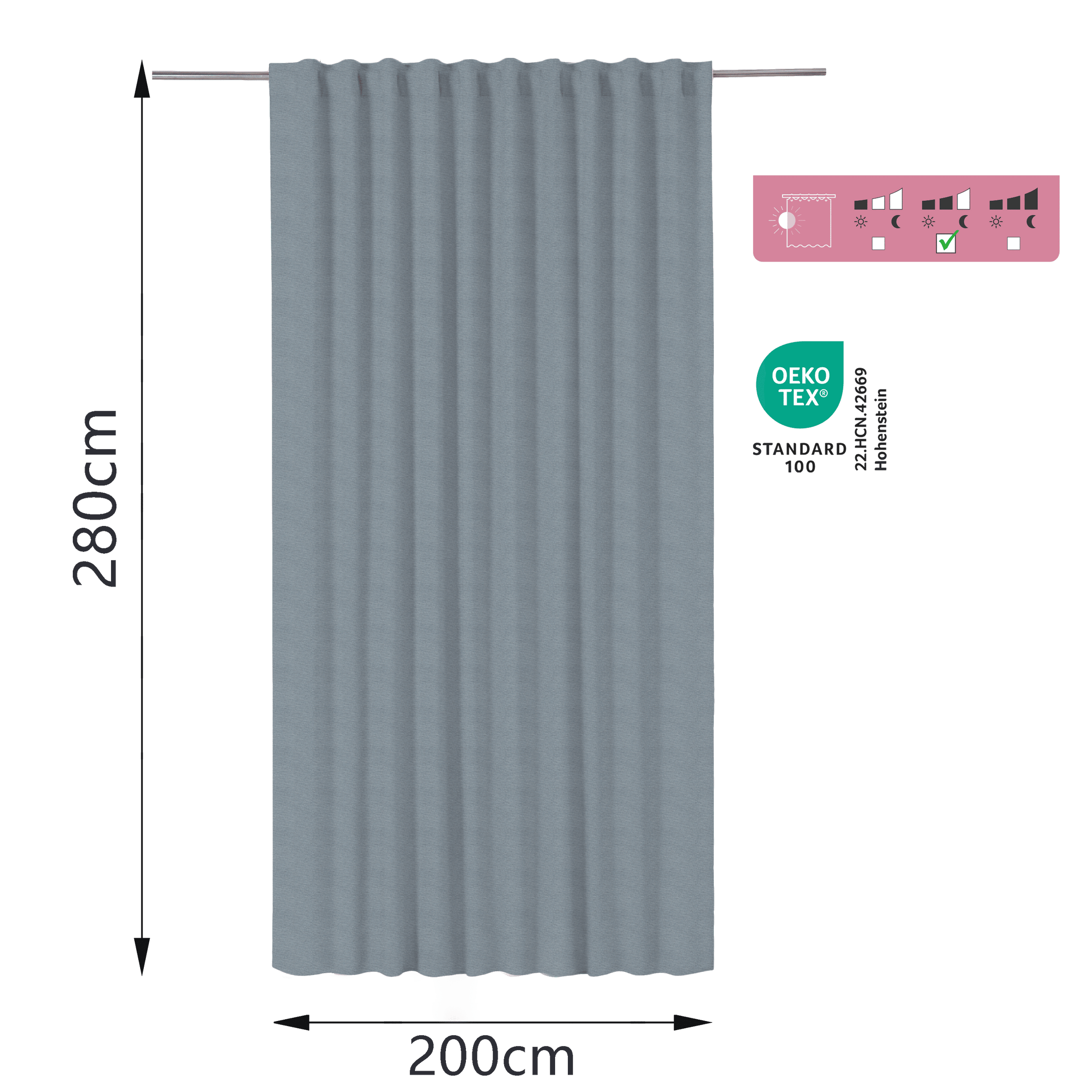 Dagmar ecru thermal-effect curtain, 200x280cm, with tape and concealed loop