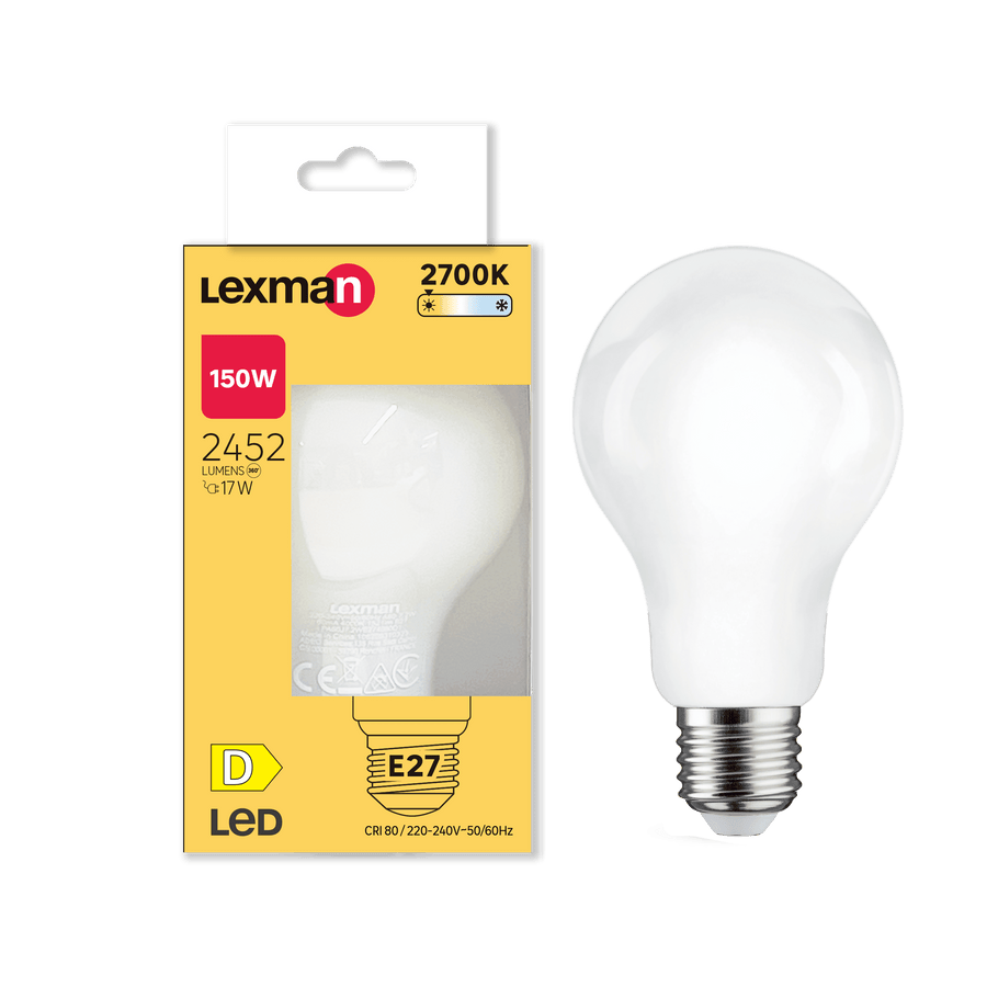 E27 LED bulb (equivalent to 150W), frosted teardrop shape, warm white