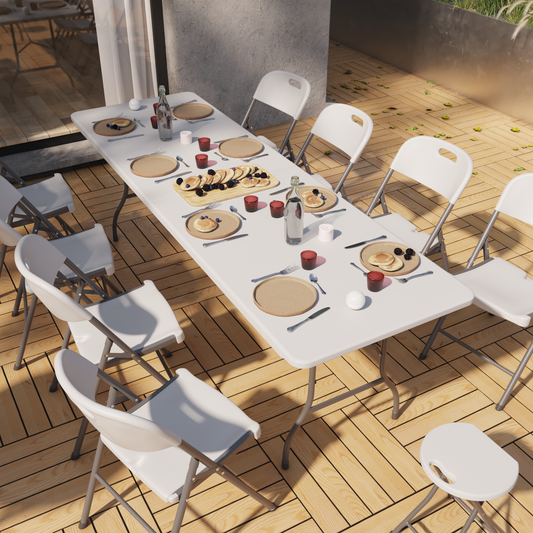 Folo 244x75 pub table in white resin