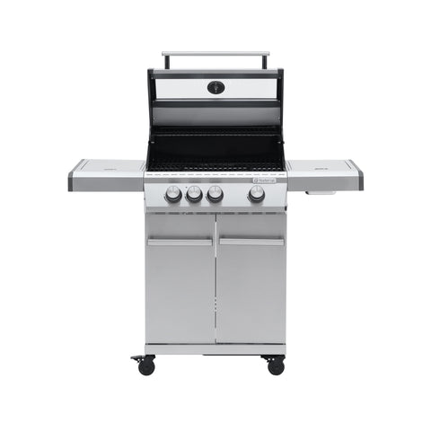 Hudson II 3-burner gas barbecue + 1 in Naterial stainless steel