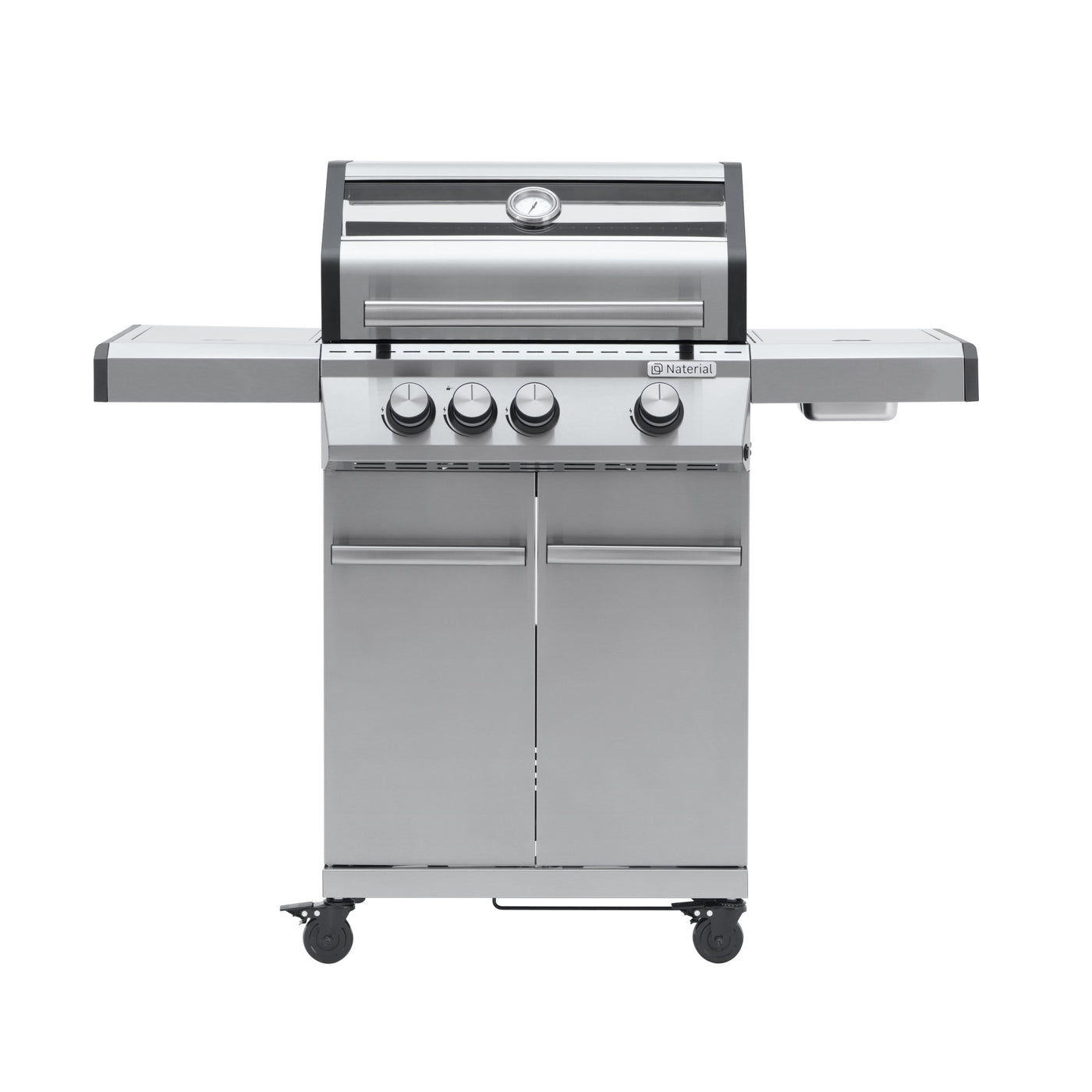 Hudson II 3-burner gas barbecue + 1 in Naterial stainless steel