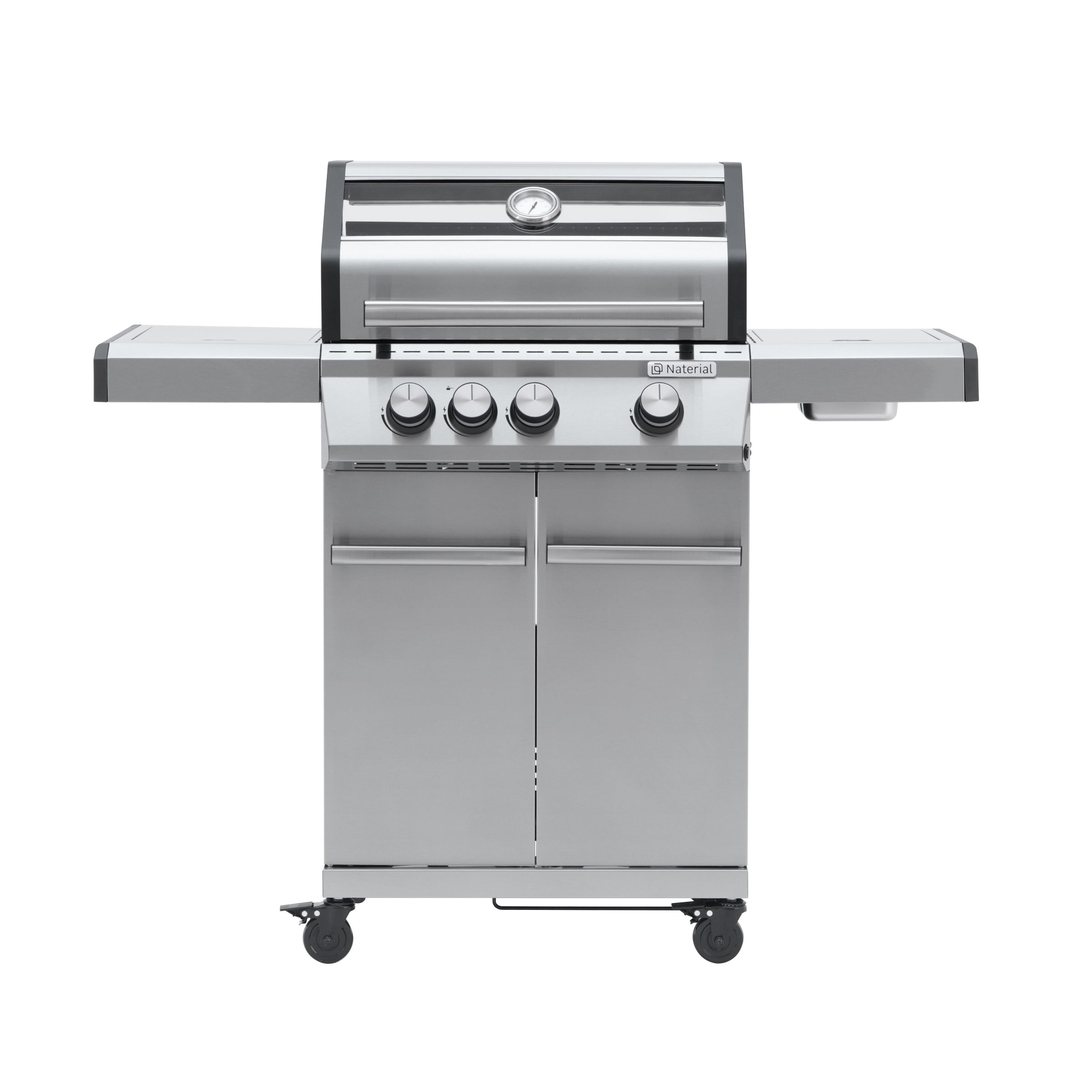 Hudson II 3-burner gas barbecue + 1 in Naterial stainless steel