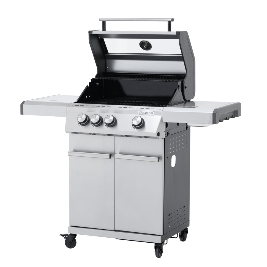 Hudson II 3-burner gas barbecue + 1 in Naterial stainless steel