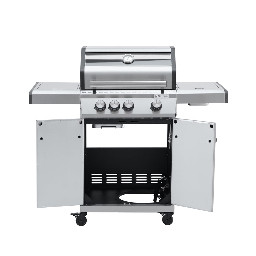 Hudson II 3-burner gas barbecue + 1 in Naterial stainless steel