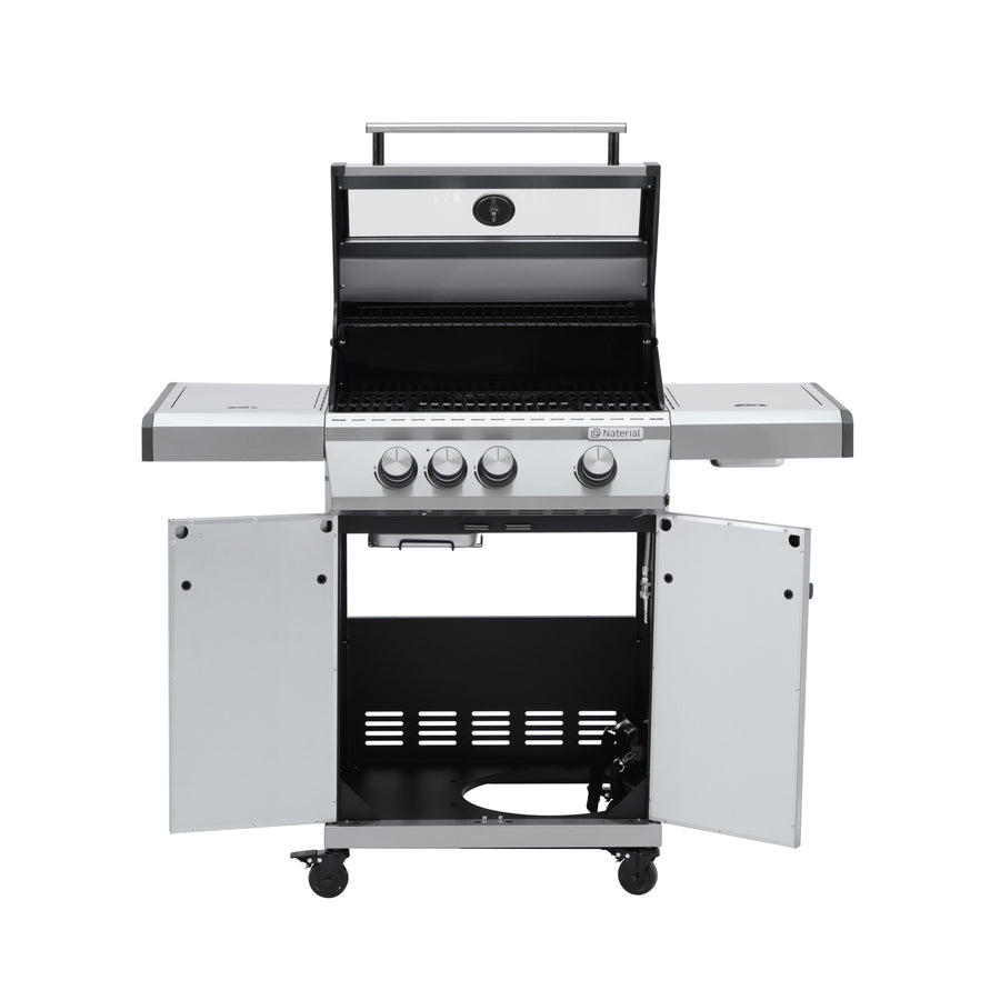 Hudson II 3-burner gas barbecue + 1 in Naterial stainless steel