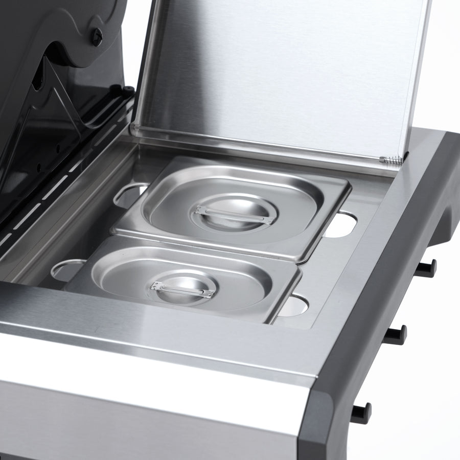 Hudson II 3-burner gas barbecue + 1 in Naterial stainless steel