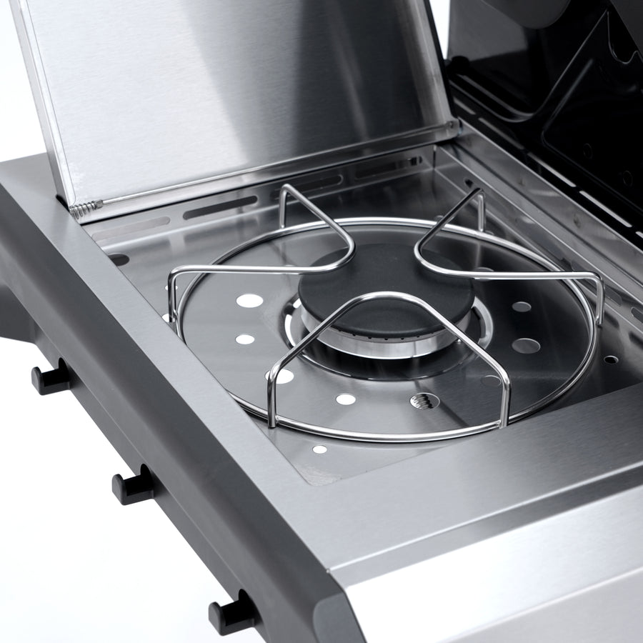 Hudson II 3-burner gas barbecue + 1 in Naterial stainless steel