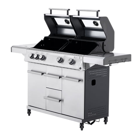 Hudson II 4-burner gas barbecue + 1 in Naterial stainless steel