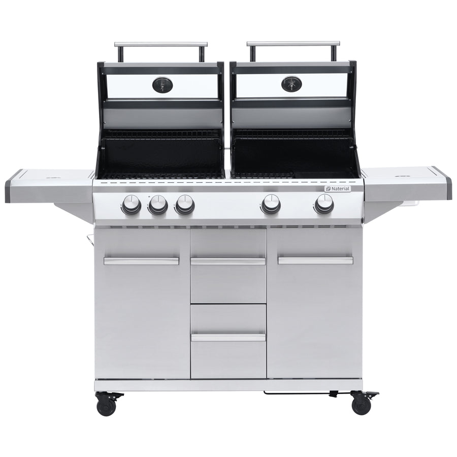 Hudson II 4-burner gas barbecue + 1 in Naterial stainless steel
