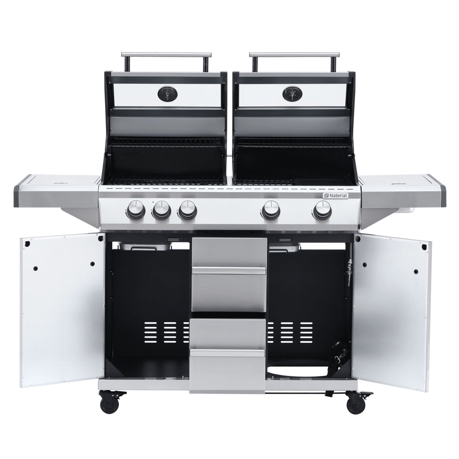 Hudson II 4-burner gas barbecue + 1 in Naterial stainless steel
