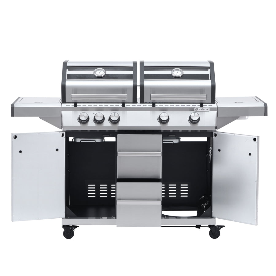 Hudson II 4-burner gas barbecue + 1 in Naterial stainless steel