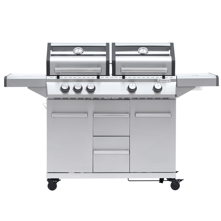 Hudson II 4-burner gas barbecue + 1 in Naterial stainless steel