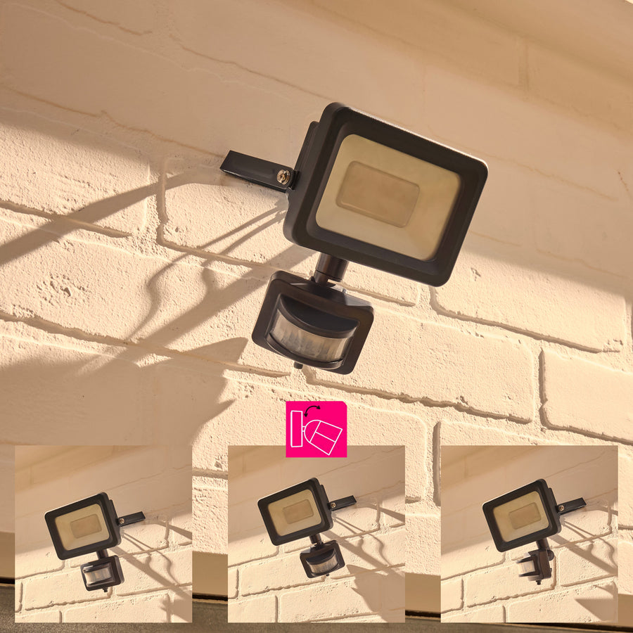 Proiettore yonkers alluminio grigio 15.6x6.8 cm led 10w luce cct sensore di movimento