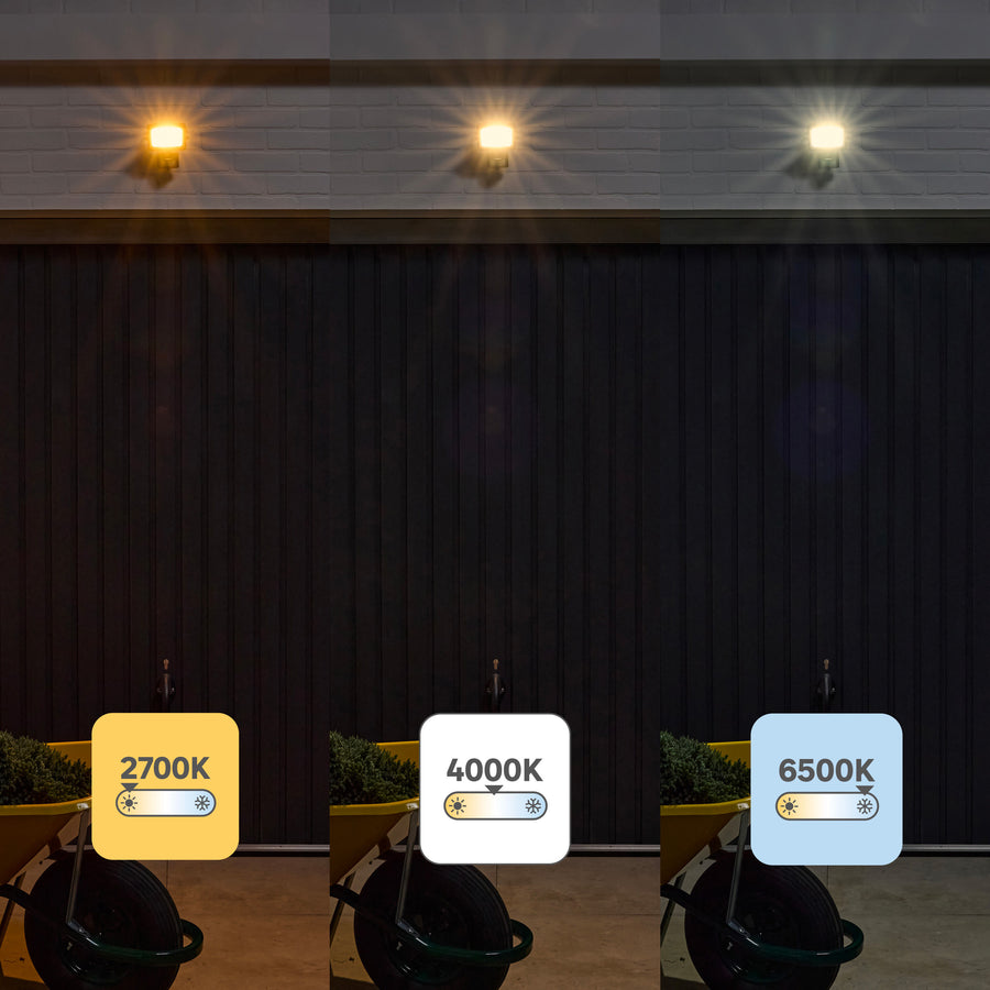 Proiettore yonkers alluminio grigio 15.6x6.8 cm led 10w luce cct sensore di movimento