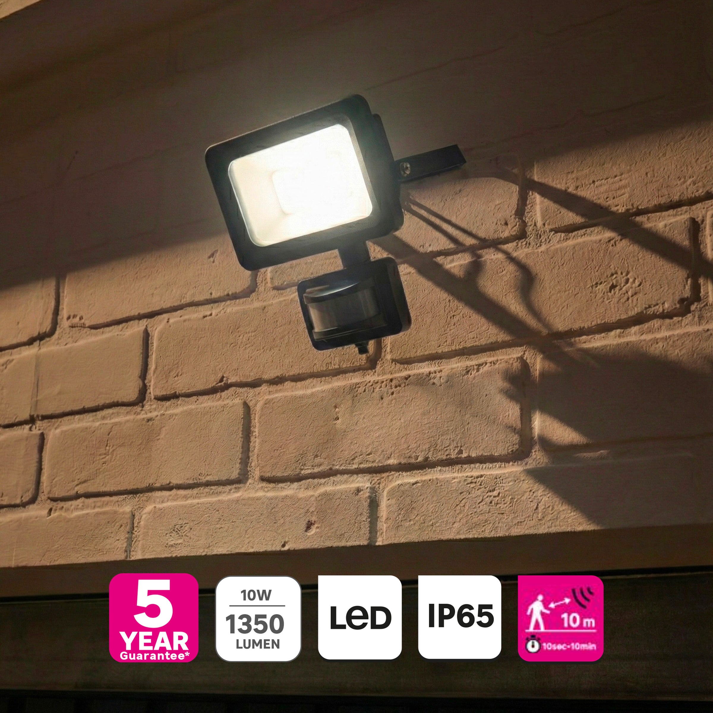 Proiettore yonkers alluminio grigio 15.6x6.8 cm led 10w luce cct sensore di movimento